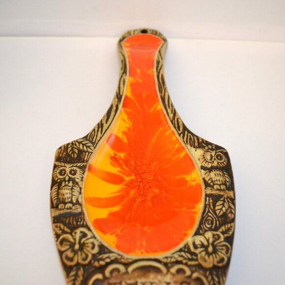 Vintage Treasure Craft Spoon Rest Texas Made In USA Brown Orange Kitchen Decor - Picture 5 of 8